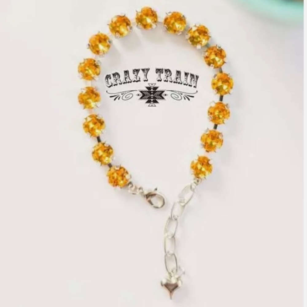 Crazy Train NEW Mustard Bling Blang Rhinestone Bracelet